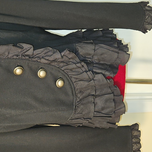 Black Ruffled Jacket Size Large - Picture 3 of 8